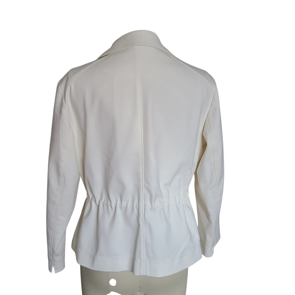 Akris Punto Cream White Cinched Drawstring Waist Peplum Blazer Jacket Size 6 - Picture 2 of 13